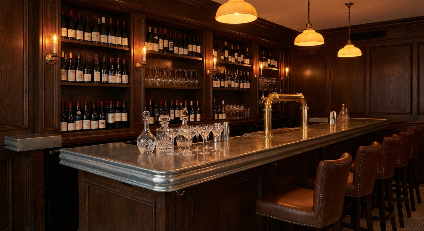 Bar élégant du Comptoir Foch avec sa sélection de vins et cocktails