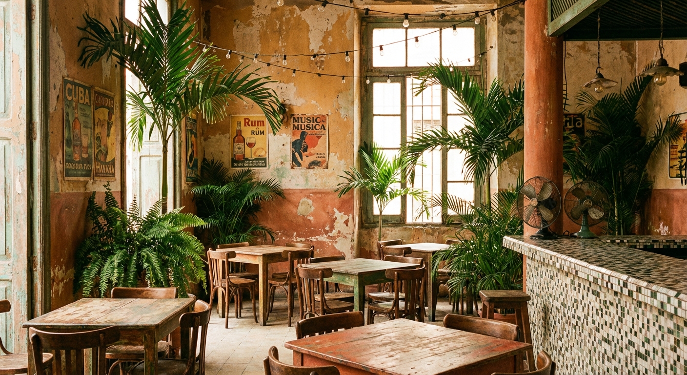 Détail de la décoration cubaine du Comptoir Foch